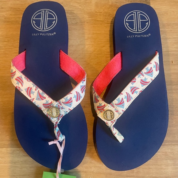 NWT Lilly Pulitzer women’s beach comber flip flops size 6 - Picture 1 of 8